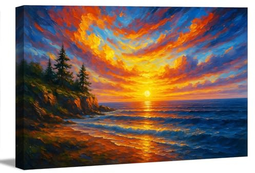 Visario Immagine da parete Tramonto Mare 120x80 cm 5074