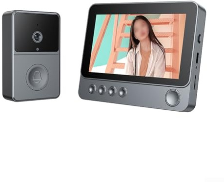 Campanello video con schermo, citofono wireless 2.4G per visione notturna, audio bidirezionale senza trapano Ding-Dong campanello per casa