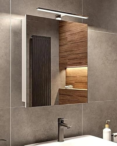 FreshYou LED Spiegelschrank Badezimmer 50 cm – Badezimmerschrank mit Beleuchtung 4000K, Soft Close, IP44, Hängeschrank mit Spiegel und LED Licht – Weiß