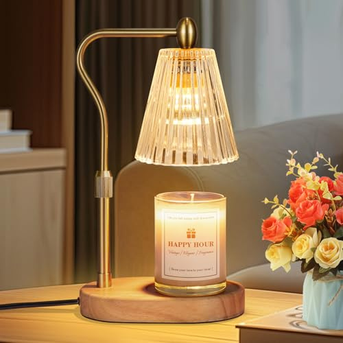 Loowoko Lámpara Calentadora de Velas con Temporizador y 4 Niveles de Luz, Calentador Eléctrico para Velas en Tarro, Decoración Hogar, Incluye 2 Bombillas