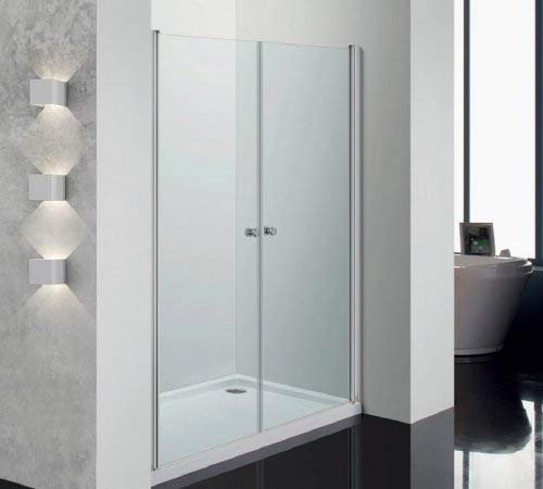 Porta doccia due ante battenti saloon in cristallo 6mm trasparente h.190 MERAVIGLIA (78-82 cm) …