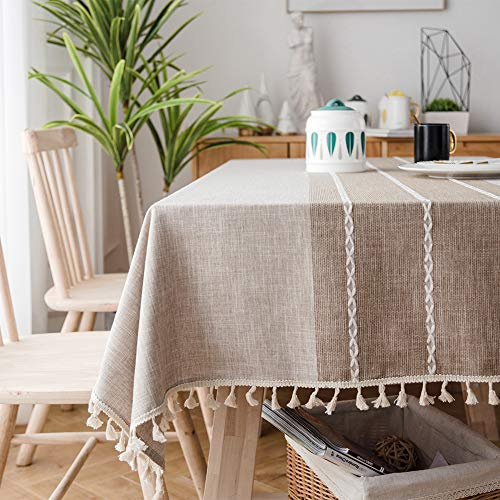 SUNBEAUTY Tischdecke Baumwolle Leinen Abwaschbar Tischtuch Rechteckig Tisch Decke Waschbare Tafeldecke 140x180 cm für Home Küche Speisetisch Dekoration
