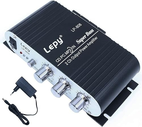 DollaTek LP-808 12V MiNi Tragbarer kabelgebundener HiFi-Verstärker mit 3A-Netzteil für Autotelefon zu Hause - Schwarz