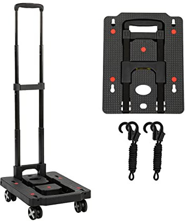 TEXTILOR Klappbare Sackkarre mit 4 Rädern, 49,9 kg Tragbares Tragbares Plattformwagen für Zuhause, Büro, Lager, Garage, Werkstätten, Schulen, Garten