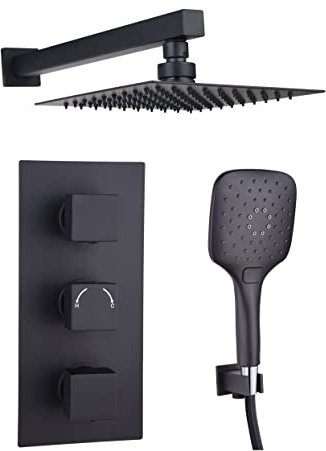 Keenware KBV/132 Lunar Concealed Two Outlet Shower Valve Wall Kit: Black