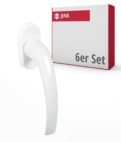 JUVA Window Handle White | Pack of 6 | Window Olive Plastic on Oval Rosette | Rotary Tilt Grid Olive without Locking Cylinder | Design Window Fittings for Windows and Patio Doors and Balcony Doors