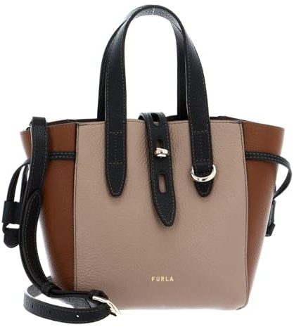 Furla Net Mini Tote Bag Greige + Cognac h + Nero