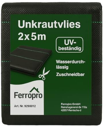 Unkrautvlies 2x5m – 100g/m² Gartenvlies, UV-beständig & wasserdurchlässig – Unkrautfolie für Garten, Beete & Wege – robustes Pflanzenvlies zur Unkrautbekämpfung - Unkrautvernichter ohne Chemie