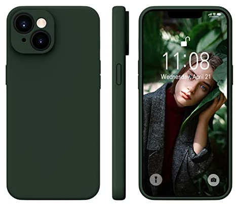 WXX für iPhone 14 Hülle Silikon Case, Handyhülle für iPhone 14 Ultra Dünn mit Microfiber, Flüssig Silikon Gel Gummi Kratzfeste Schutzhülle Matt Hülle für iPhone 14 6.1'' 2022 Dunkel Grün