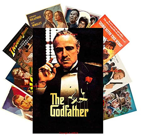 AKBOK Poster di film vintage classici retrò estetici anni '70 '80 '90 poster cinematografici per la decorazione della stanza del dormitorio del teatro 20 x 12 senza cornice 9 pezzi