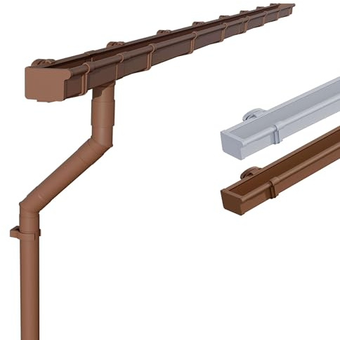 INEFA Gutter Set Plastic, Box Gutter 8m x 83mm Brown