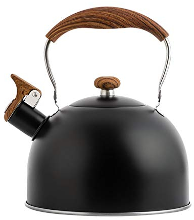 Wasserkessel Induktion Teekessel Flötenkessel aus Edelstahl Camping Gasherd Holzofen 3 Liter, Kochen Ergonomischer Griff Teekanne Für Zuhause, Büro, Restaurant