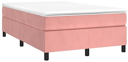 vidaXL Sängram, stoppsäng för sovrum, sängram med ribbotten, stödben, sovrumssäng dubbelsäng, rosa 120 x 200 cm sammet
