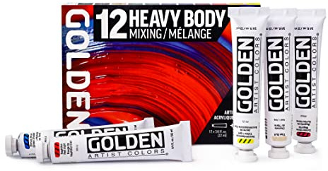 GOLDEN Heavy Body Acrylics, Mixing Set, 12 Color, Professional Acrylic Paint