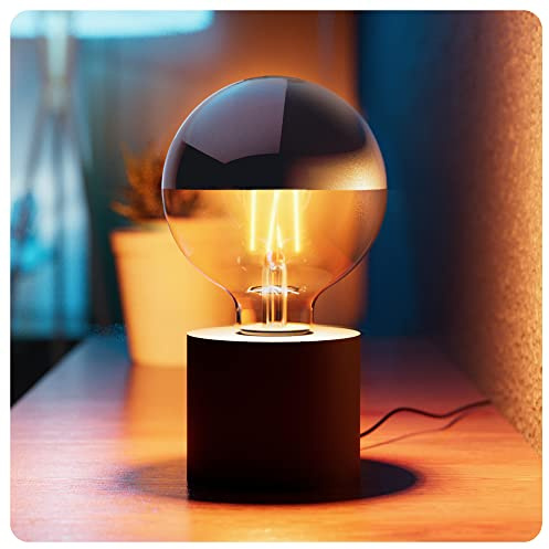 SSC-LUXon NAMBI Tischleuchte schwarz inklusive Leuchtmittel LED Spiegelkopf E27 Glühbirne warmweiß - Tischlicht mit Kabel & Schalter