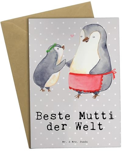 Mr. & Mrs. Panda Beileidskarte Pinguin Beste Mutti der Welt - Geschenk, weihnachtskarten, hochzeitskarten, Grußkarten, Motivkarte, einladungskarten, Danke, Grußkarte, Ma, Muttertag, Mama, Dankeschön