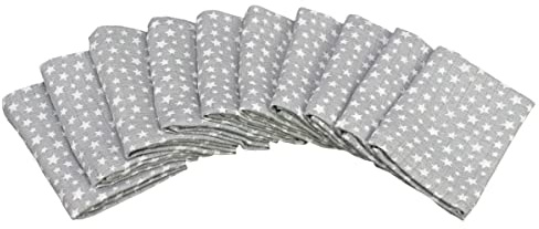 Clevere Kids Spucktücher 10er-Pack | 38x38cm | Öko-Tex 100 | 100% Baumwolle | 60°C waschbar | Mulltücher (Twinklestar grau)