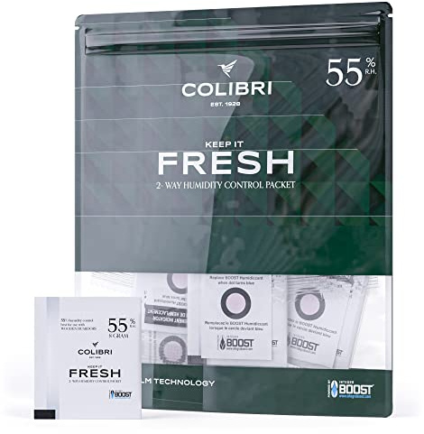 Colibri Fresh 2-Wege-Feuchteausgleich-Pads - 12er Pack à 8g zur Lagerung von Kräutern, Instrumenten & mehr - balanciert auf 55% relativen Luftfeuchtigkeit - Natriumfrei - Integra BOOST Technologie