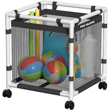 Pool Fellows Panier de rangement en plastique pour piscine, support pour nouilles, jouets, flotteurs, serviettes, organisateur en maille pour équipements de natation, mini style
