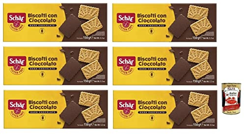 Dr. Schär Biscotti Senza Glutine con Cioccolato Fondente, galletas sin gluten con chocolate negro, aperitivos dulces de 150 g + italiano Gourmet Polpa di Pomodoro 400 g en lata