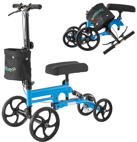 PANLOVA - Knee Scooter - Mobility Scooters Walkers - Adjustable Medical Folding Leg Knee Walker - Folding Scooter - Storage Bag - Knee Walker - Broken Leg Support - Blue - Adult-9257B