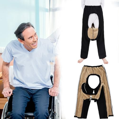 Samnuerly Kleidung Für Die Patienten Pflege Patienten Hose,Patienten Hosen Mit Reißverschluss Kleidung Für Patienten Mit Behinderungen Bei Älteren Menschen,Lange Zeit Bettlägerig (Black XL)