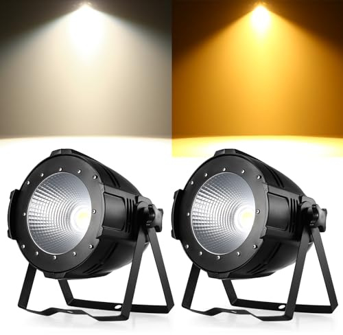 ZonQoonz 2PCS 100W COB Par Licht Kaltweiß/Warmweiß Bühnenlicht, Par Scheinwerfer mit DMX512/ Master-Slave, Stroboskop Strahler Licht für Fotografie, Kirche, Geburtstag, Hochzeit, DJ, Disco