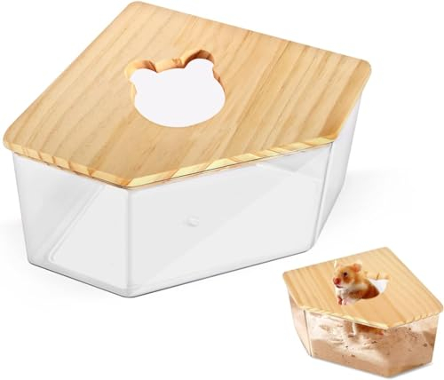Esshogo Hamster Badehaus Hamster Sandbad Badezimmer, Haustier Hamster Badezimmer, Sandbad Container Toilette, Transparente Acryl Hamster Badebox für Eichhörnchen Kaninchen Ratte (16 * 16 * 10cm)