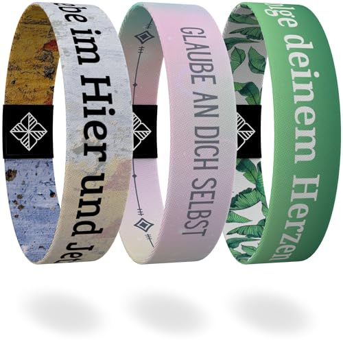 juma - glaubensband | Set Selbstvertrauen - Verschiedene Größen | Freundschafts-, Energie- & Motivations-Armbänder, Aus Stoff, Inspirierende Glücksbringer