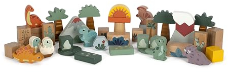 small foot Holzbausteine „Dino“, Bausteine-Set aus FSC 100%-zertifiziertem Holz, für Kinder ab 1 Jahr, 50 Teile, 12621
