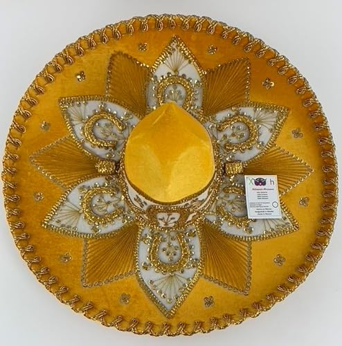 Sombrero Mariachi Hut in mango gelb und gold Farbkombianation in S Größe aus Mexiko