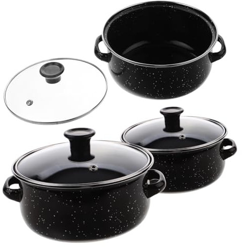 Garneck Enamel Mini Soup Pot Handles for Small Kitchen Cooking Includes Vintage Style Enamelware Pots