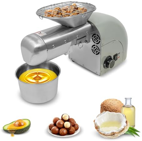 1800W Oil Press Machine Hot & Cold Press Oil Extractor with Temperature Control 32℉-572℉, 27.1-33.8OZ Feed Opening, 95% Oil Yield, Oil Maker Machine for Peanut Soybean Rapeseed Nut Seeds 110V