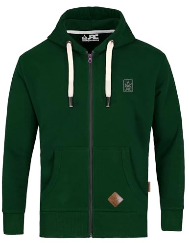 JRC Just Royal Clothing Mens Zipped Fleece Hoodies, Lightweight Casual Zip Up Hooded Sweatshirt Tops with Pockets for Gym & Running (Bottle Green, M)