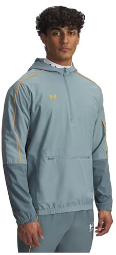 Under Armour Men's Challenger Warmup Jacket, Water-Repellent Track Jacket for Warming Up and Sports Training, Comfortable and Breathable Men's Half-Zip Top,Jasper Blue / / Squad Orange,LG