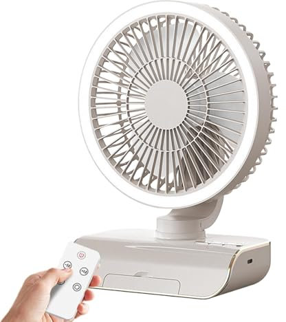 Imtrub Ventilador de mesa oscilante, ventilador portátil,5 velocidades Ventiladores pequeños para viajar con control remoto | Suministros de viajes recargables de 2000mAh, ventilador de mano para