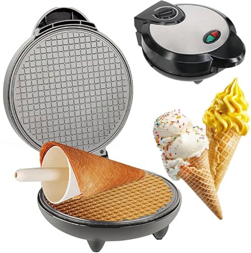 Electric Waffle Cone Maker - 1200W Non-Stick Egg Roll and Ice Cream Cone Maker for Home Breakfast - Convenient Waffle Baking Machine for Commercial Use