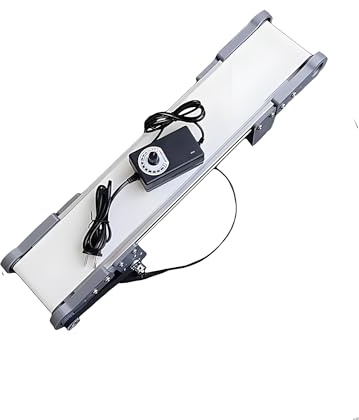 Mini nastro trasportatore, trasportatore elettrico a velocità regolabile, può essere invertito in avanti e indietro, trasportatore a nastro, for esperimenti di attrito dell'elevatore (10x50 cm)