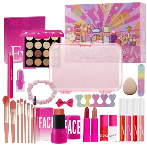 Dtaigou Makeup Set, Completo Ombretti Lucidalabbra Pennelli Cosmetici, Kit Cosmetici Impermeabili Per Viaggio Teatro Matrimonio Foto Palco