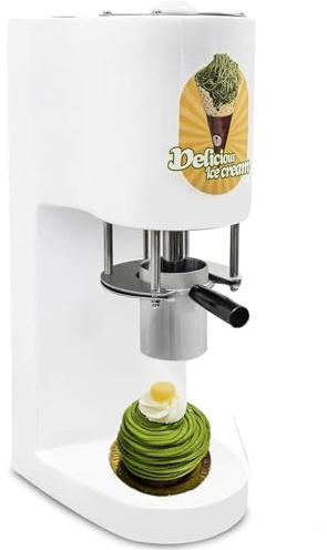 Gewerbliche Spaghetti-Eismaschine, 80-W-Eisnudelmaschine Aus Edelstahl, Softeis-Spaghetti-ZubereitungszubehöR, Mit 4 Nudelformen,White