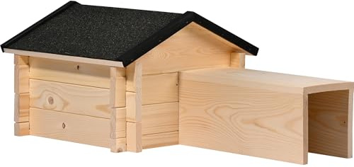 dobar® Igelhaus mit Stecksystem - Igelfutterhaus mit Bitumendach - Igelhütte mit langem Eingang Raubtierschutz - Igelhotel Winterfest - 70 x 39 x 31 cm - Natur