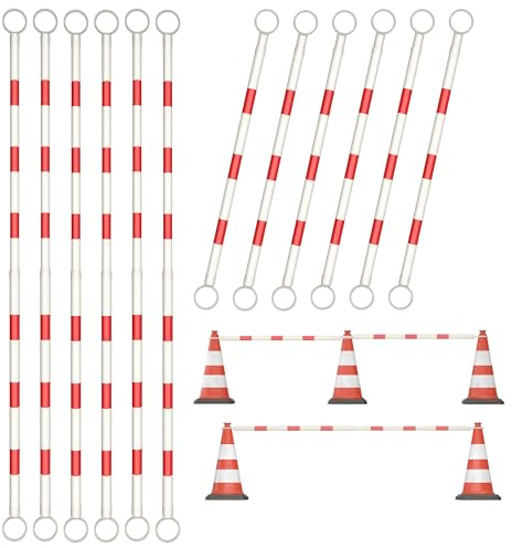 bimiti 12 Pcs Retractable Traffic Cone Bars Length from 125 to 200cm Reflective Cone Bar Expandable Safety Cone Bars Barricade Lightweight Traffic Barricade for Parking Lot Barricade Road Construction
