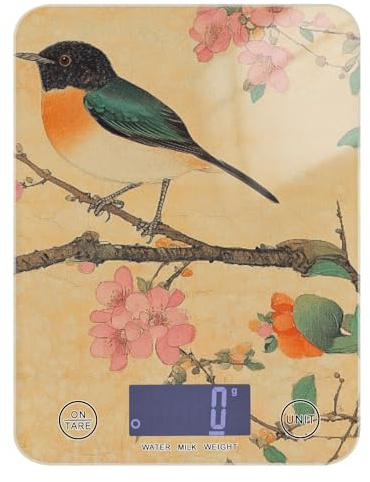 Bilancia digitale in stile retrò vintage per uccelli, facile da pulire, 5 kg/5 g, caffè grammi, con 4 unità per cottura e cottura (batterie non incluse)