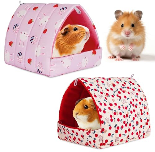 2 Piezas Cama Cobayas Invierno, Calidez Conejo Enano Animales Pequeños Casas, Nido de Hámster, Cama Cálida de Invierno Para Pequeñas Mascotas para Chinchillas, Hámsteres, Erizos, Casa de Algodón