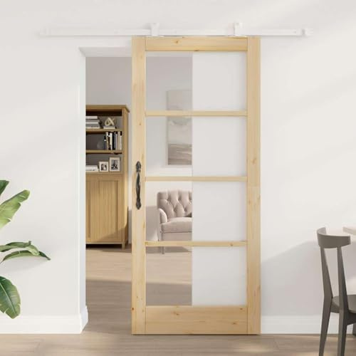 Tidyard Puerta Corredera de Madera y Cristal para Sala de Estar y Dormitorio - Construcción Duradera y Diseño Elegante Modelo LYKLYD-3332059ES