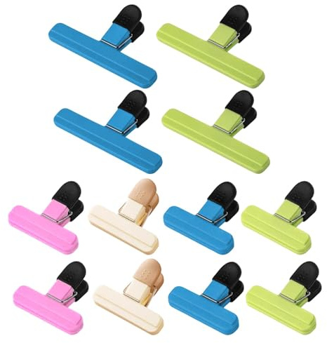 12 Pcs Bag Clips for Food Storage, 2 Sizes Reusable Sturdy Food Bag Clips with Air Tight for Sealing Snack Coffee Vegetable Home Kitchen, 4 Colors
