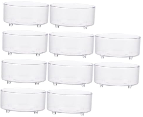 Veemoon Lot de 10 Gamelles Multifonctions en Acrylique Transparent pour Reptiles, Bac à Eau Stable Anti-basculement, Format 4 Points, Alimentation et Hydratation pour Terrarium, Adapté