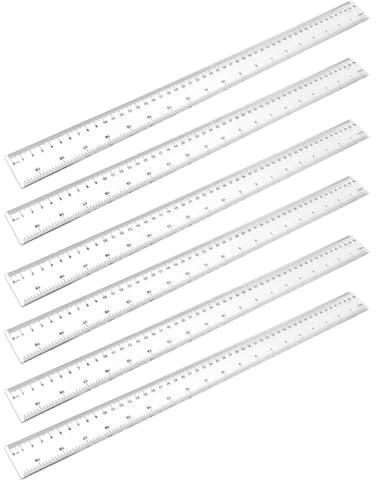 DOITOOL Plastiklineal 50cm Transparent aus Kunststoff, Präzise Skala | 6 Stück, Lineal für Schüler und Kinder, Einschulung Feier, Schule und Büro
