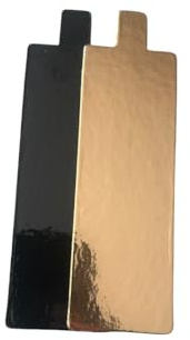Lot de 100 Supports à Gâteaux -13 x 4.5 cm avec Languette Rectangle- Or/Noir -Carton- Présentoir à Gâteaux -Semelles à gâteaux- Cake Board with Handle - Support pour Eclair