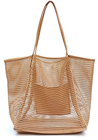 Fafeims Stilvolle Netz-Strandtasche, Praktische, Schnell Trocknende Freizeittasche für Damen und Herren, Schule, Fitnessstudio, Picknicktasche (Fafeims0usx4g21k8-220706SU01-9)